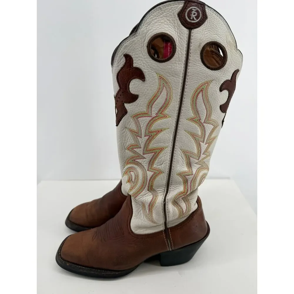 Tony Lama Mustang Beige Buckaroo RR2007L Western Cowgirl Boots Concerts Size 7.5